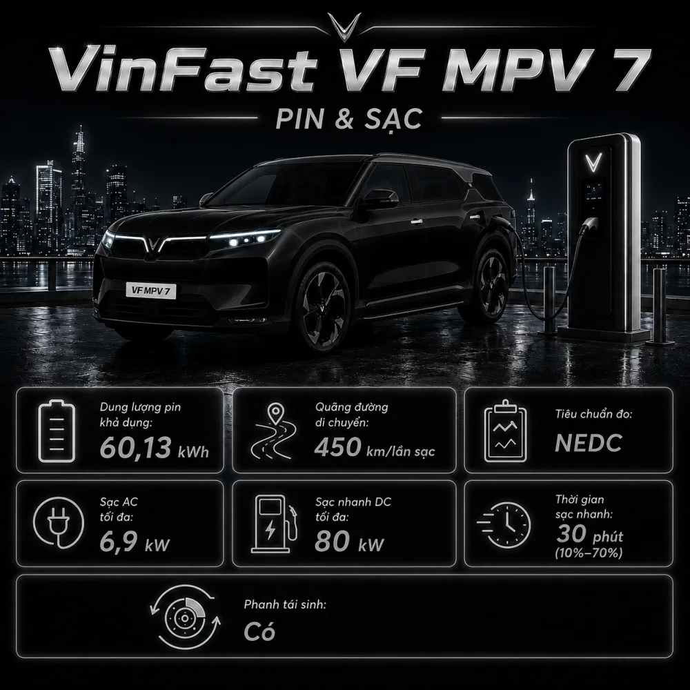 Vận hành êm của VF MPV 7 màu đen trong đêm