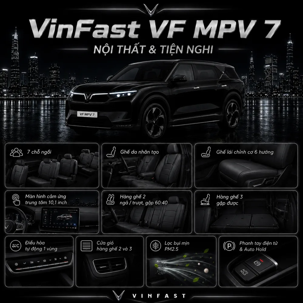 Hệ thống đèn LED trên VF MPV 7 màu đen