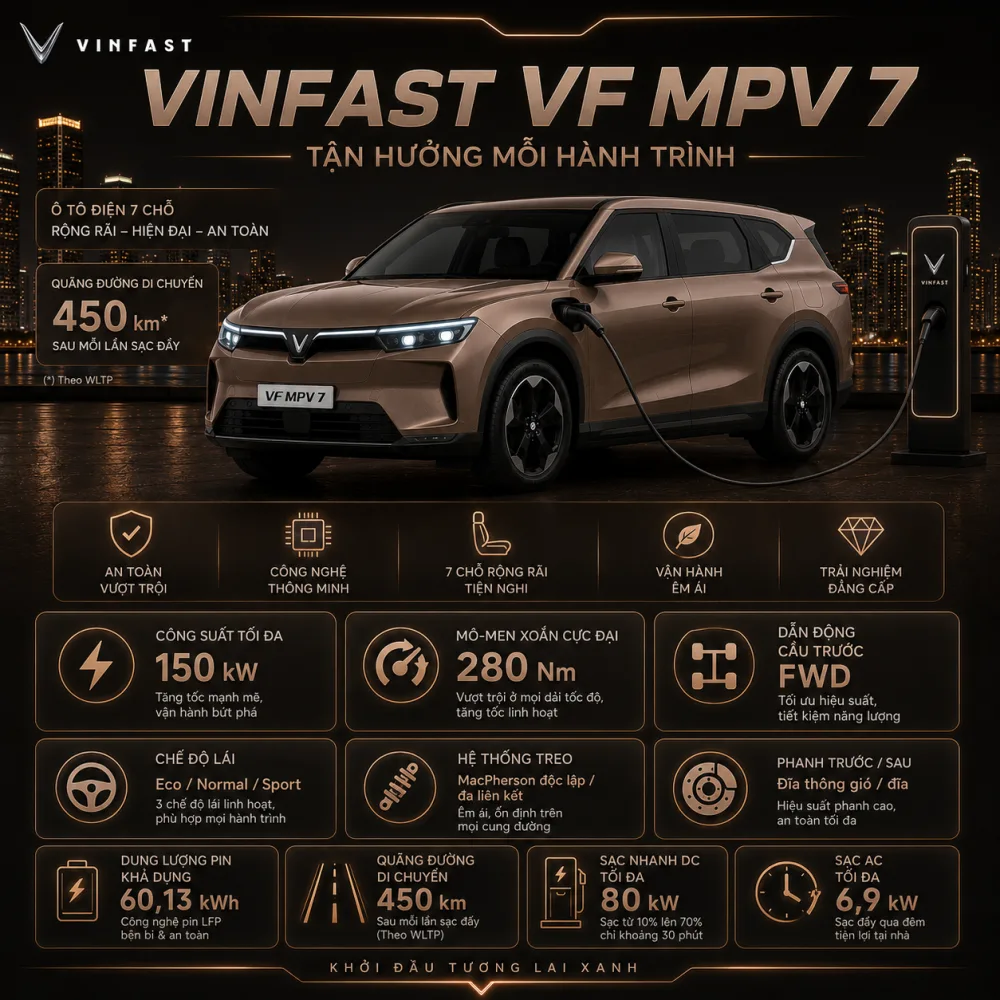 Ghế trẻ em và lối chăm sóc trên VF MPV 7