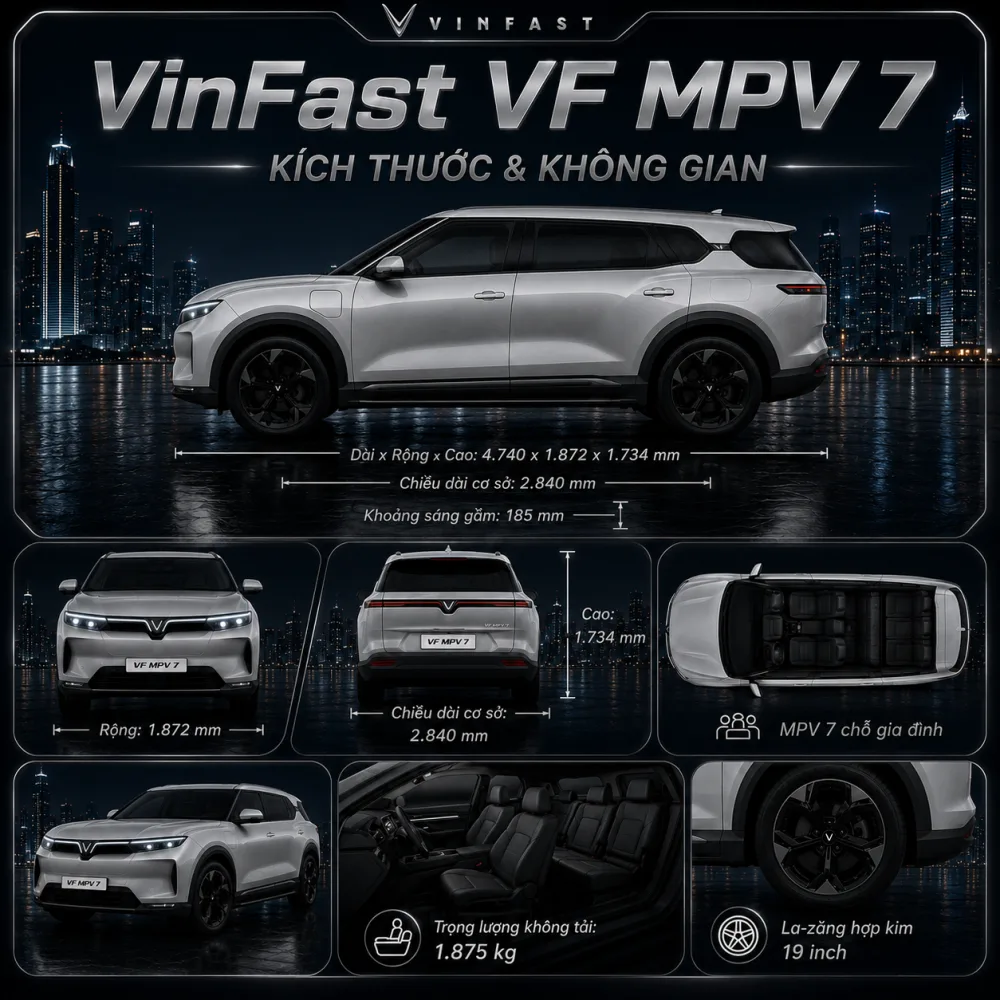 VinFast VF MPV 7 màu xám trong chuyến cuối tuần