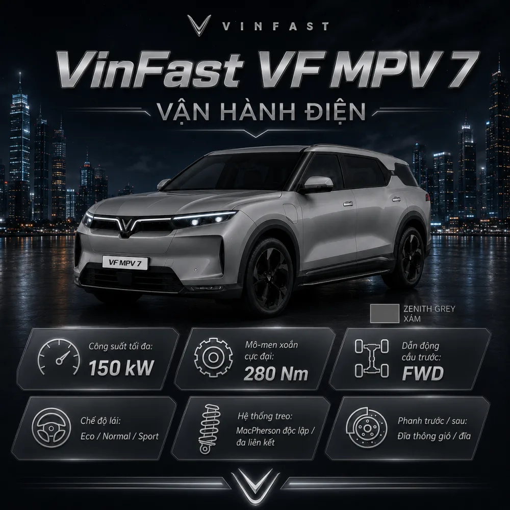 VF MPV 7 màu xám trên tuyến phố và điểm nghỉ