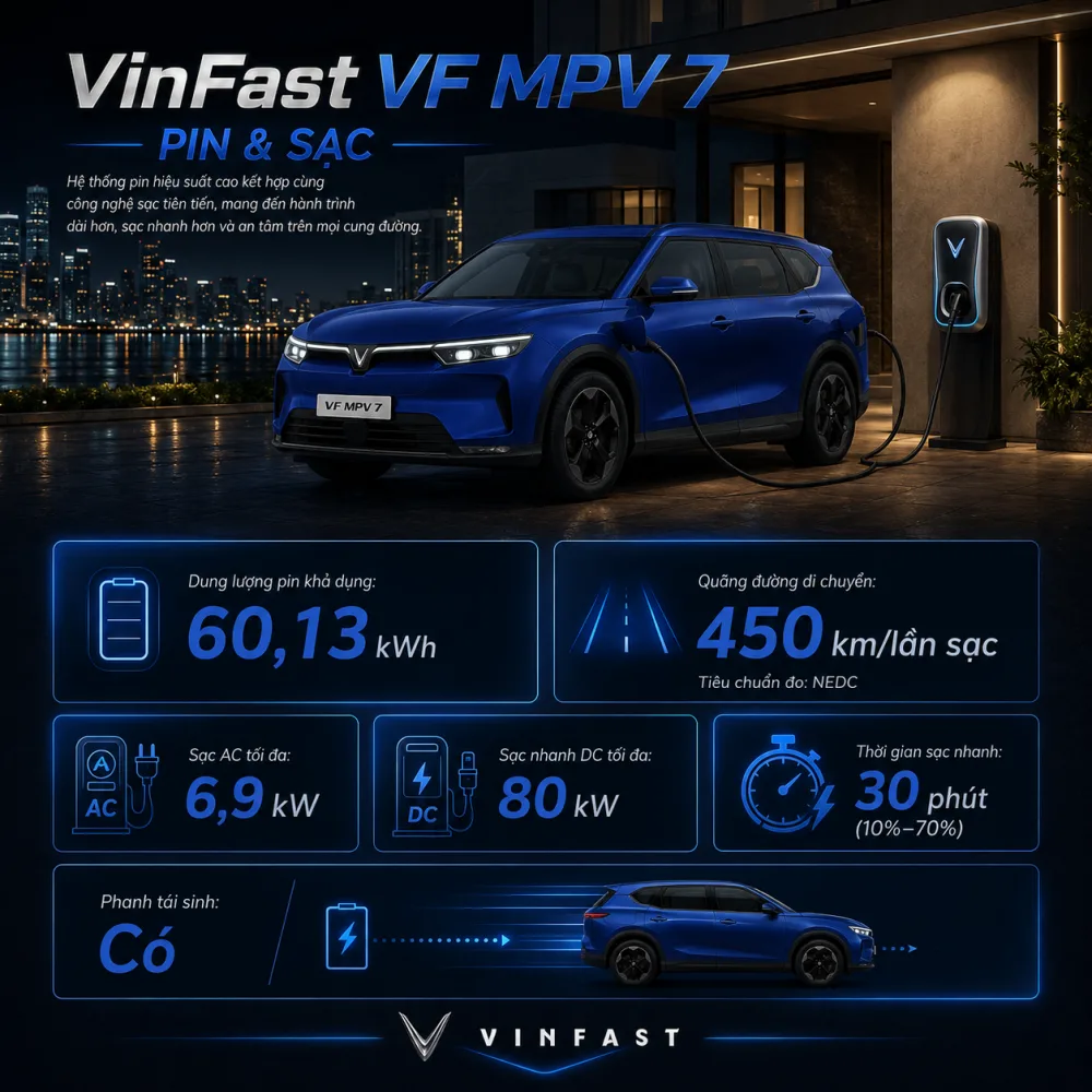 VF MPV 7 màu xanh giữ nhịp trên đường dài