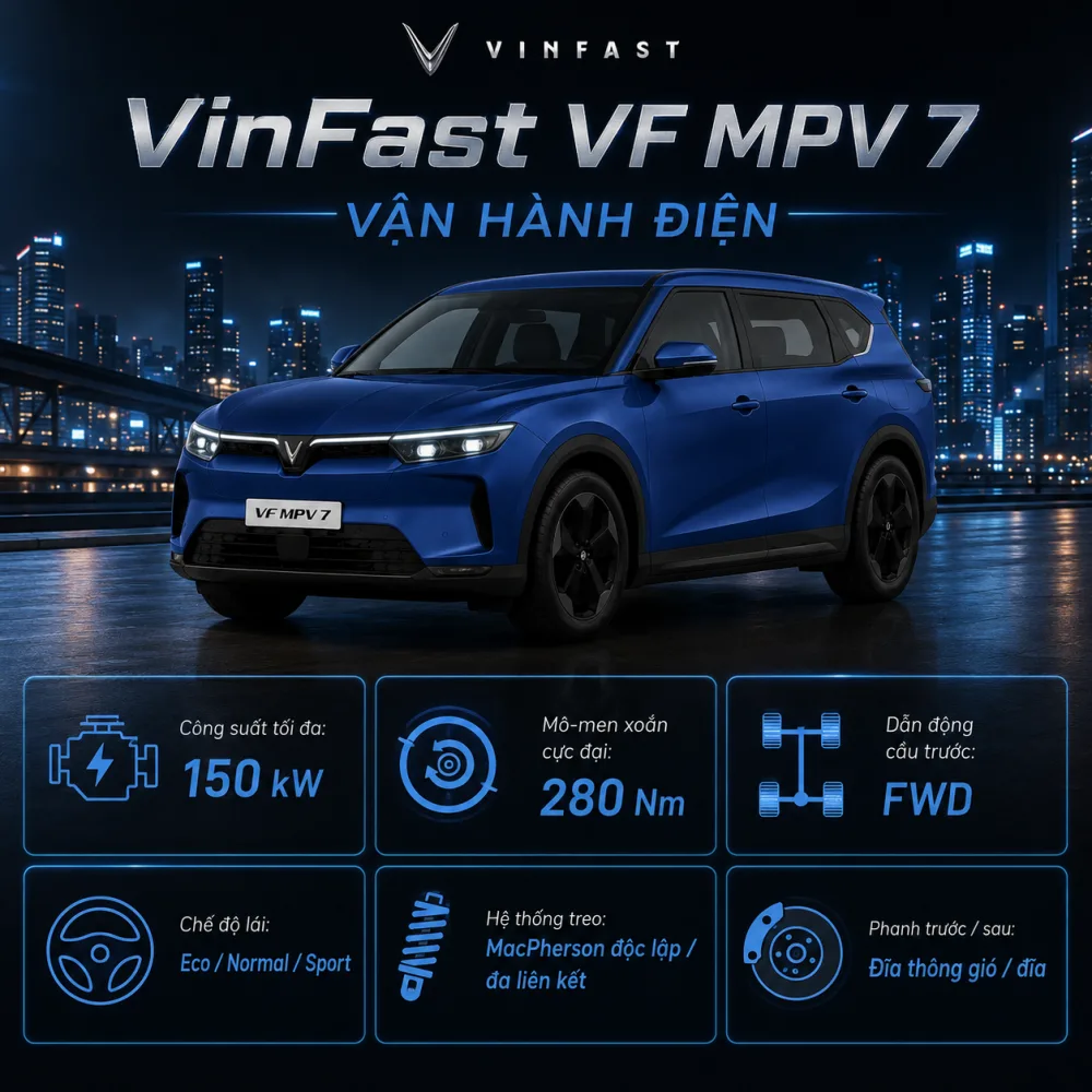 VF MPV 7 màu xanh trong ngày thường và chuyến xa