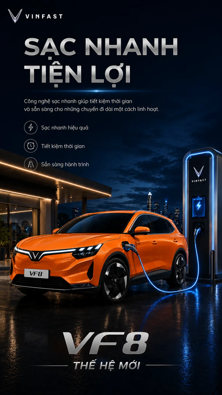 Bề mặt sơn cam của VF 8 thế hệ mới