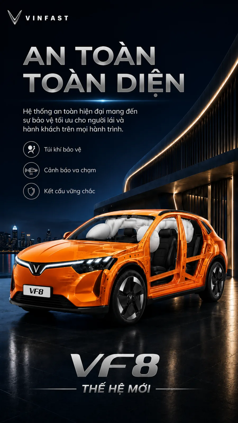 Hệ thống ADAS trên VF 8 thế hệ mới màu cam