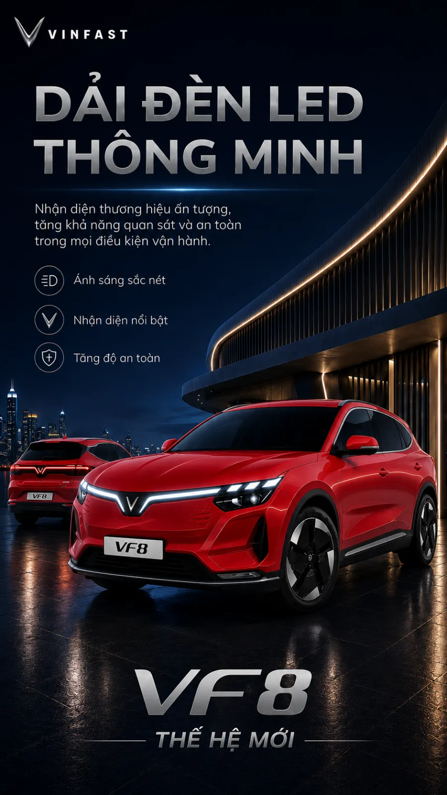 ADAS trên VinFast VF 8 thế hệ mới màu đỏ