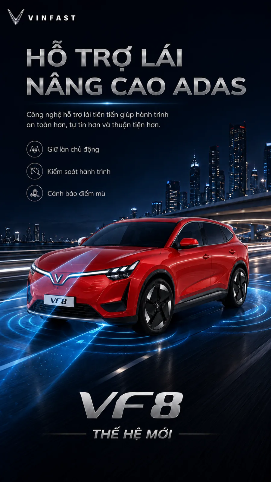 Tổng thể VinFast VF 8 thế hệ mới màu đỏ