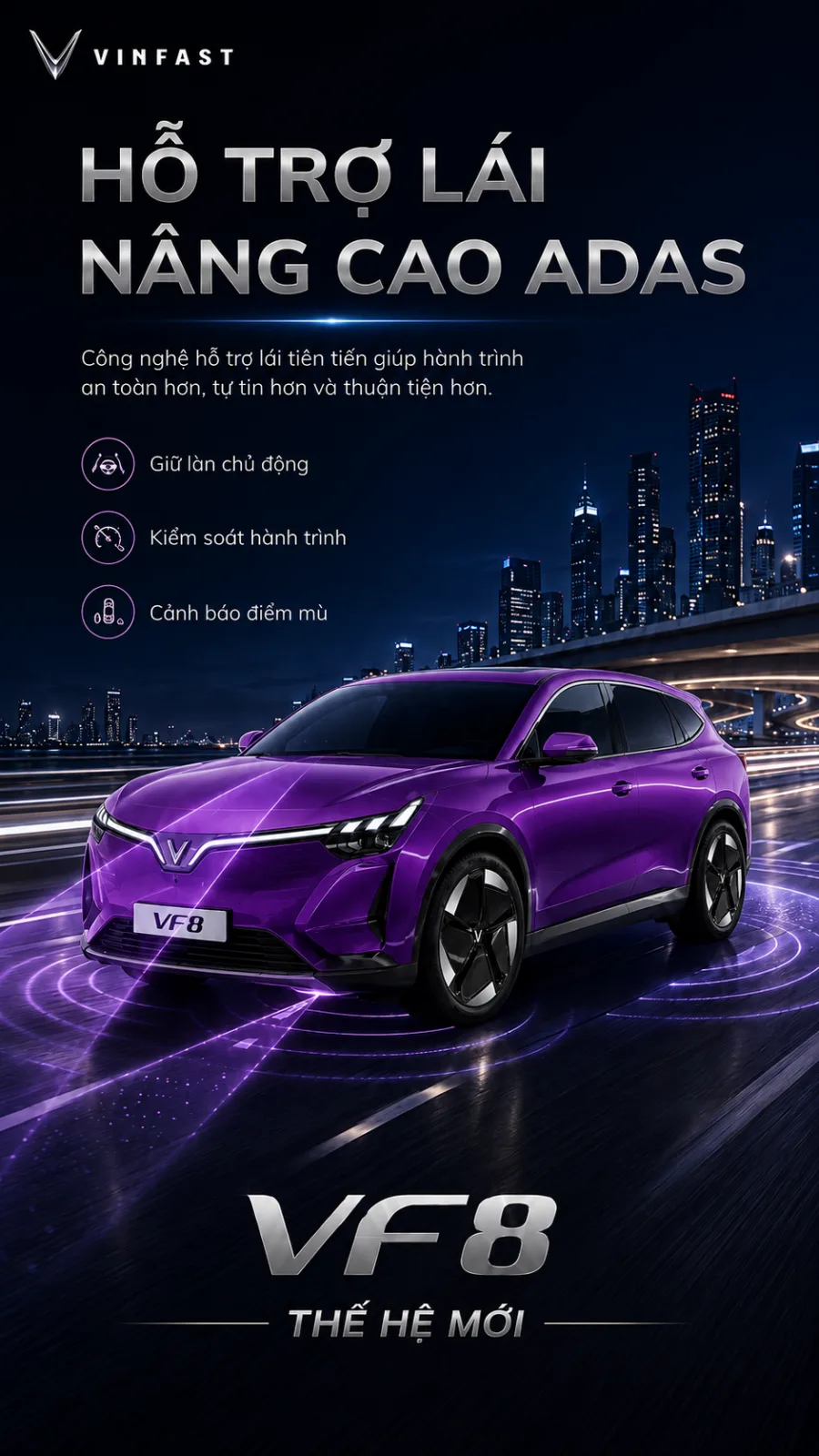 VinFast VF 8 thế hệ mới màu tím với cá tính tinh tế