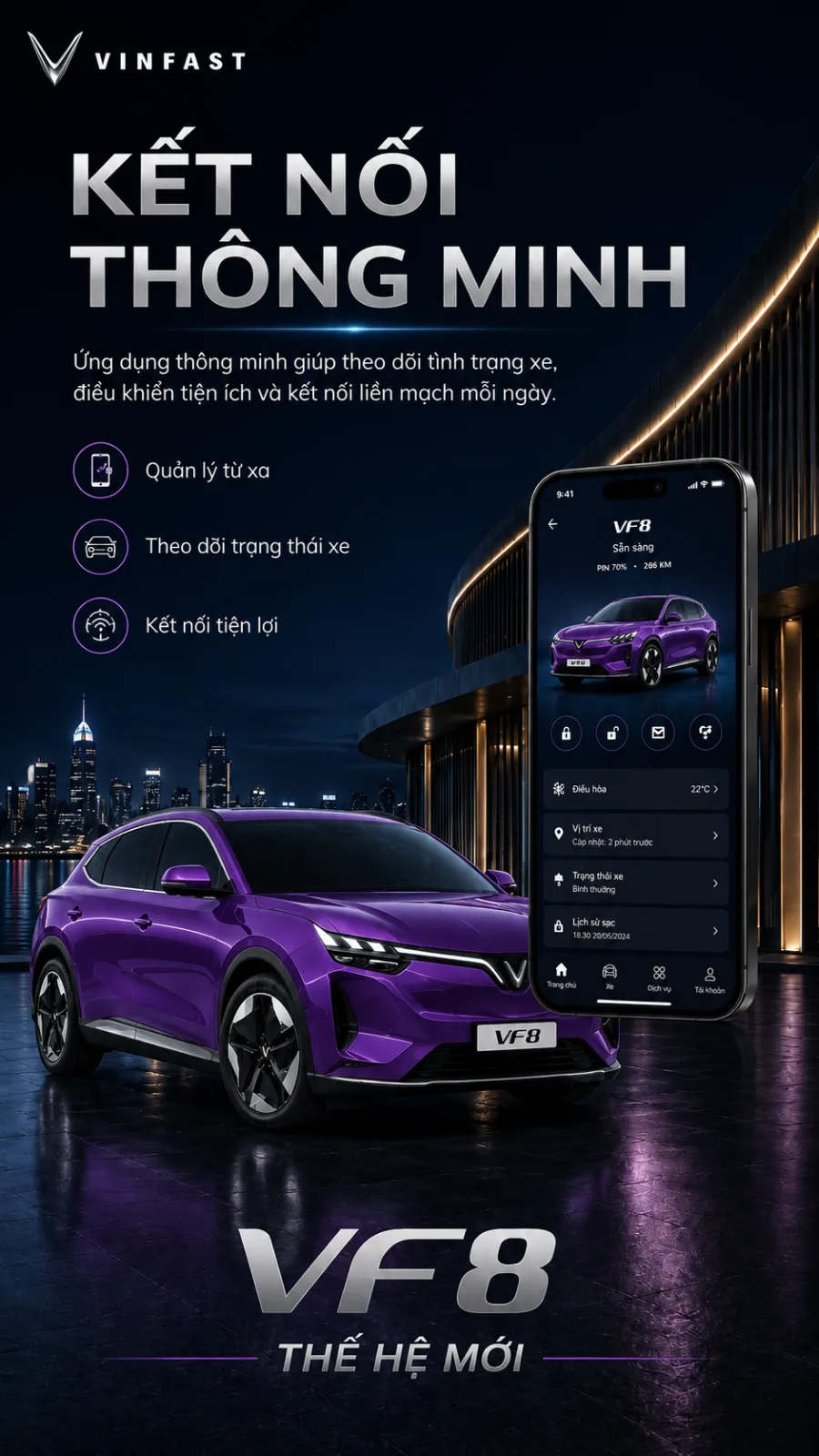 Bề mặt sơn tím của VF 8 thế hệ mới