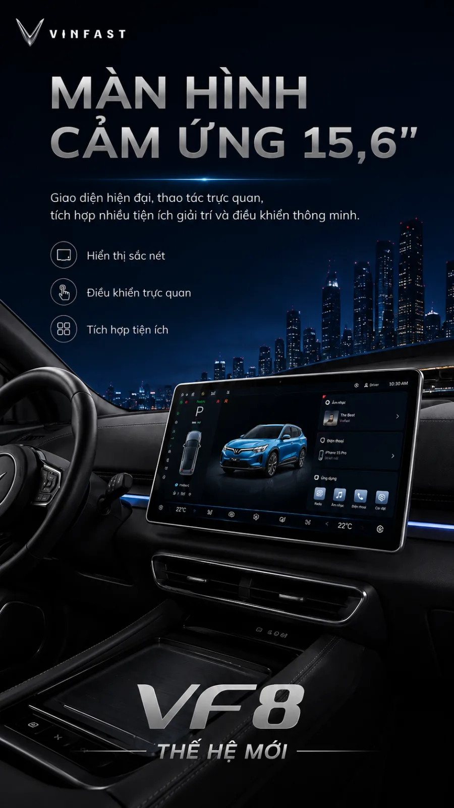 Kích thước SUV cỡ D của VinFast VF 8 màu xanh dương