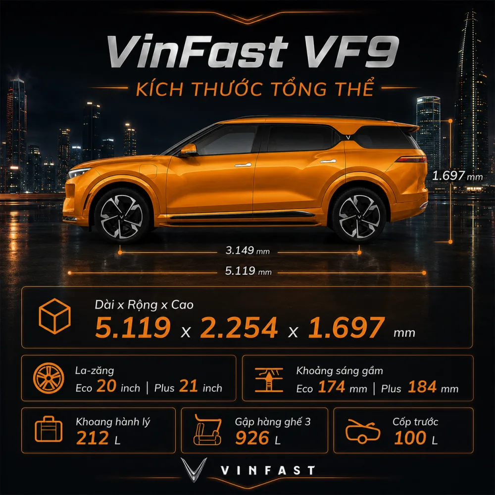 Sắc cam trên thân VinFast VF 9 dưới nhiều điều kiện sáng