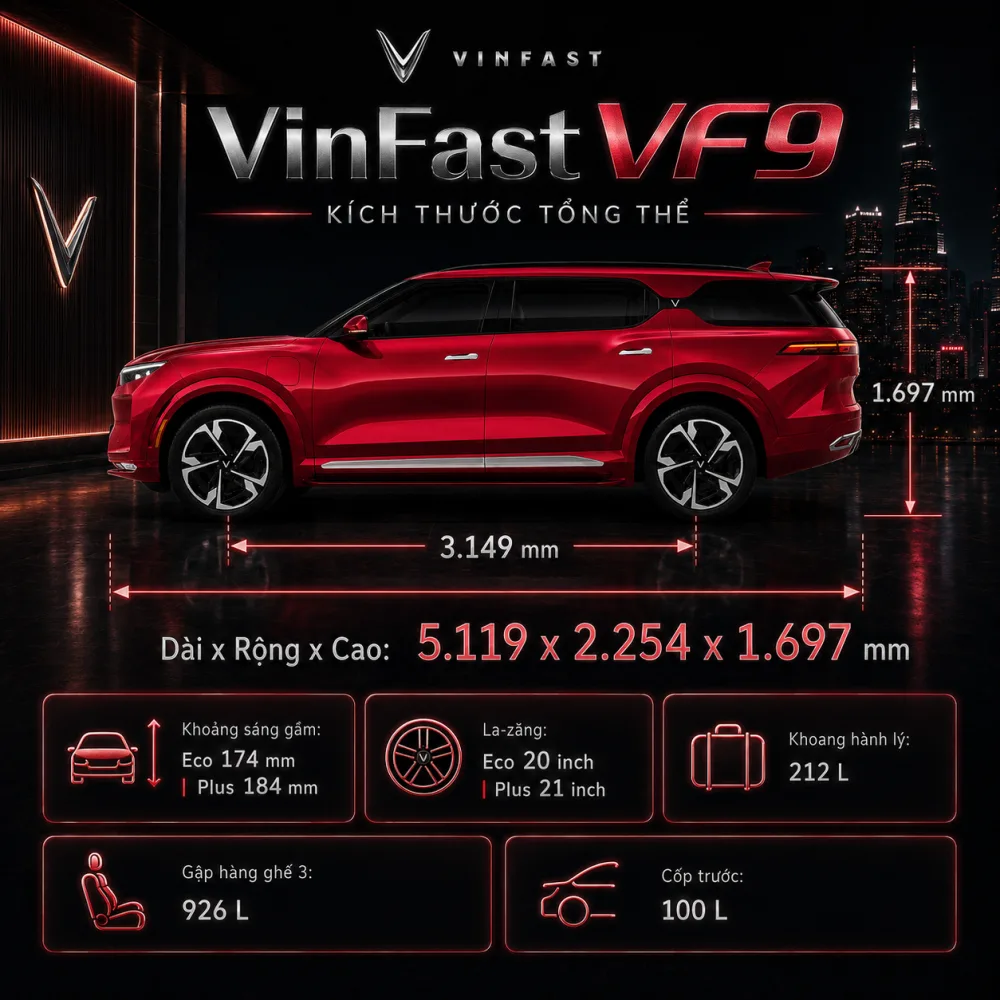 Vận hành AWD trên VinFast VF 9 màu đỏ