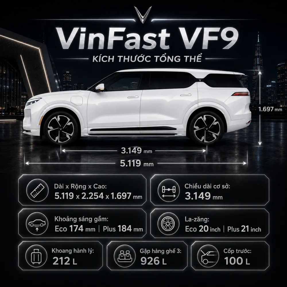Tổng thể VinFast VF 9 màu trắng sau khi kiểm tra sử dụng
