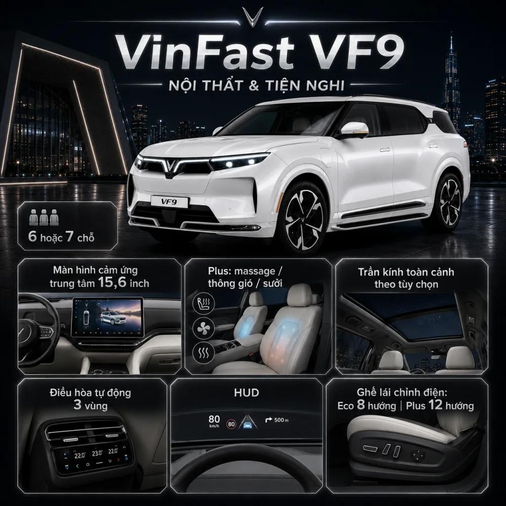 Tương phản giữa sơn trắng và kính tối màu trên VF 9