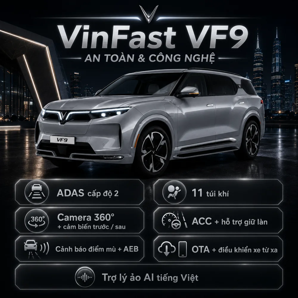 VinFast VF 9 màu xám với vẻ có thể và kín đáo