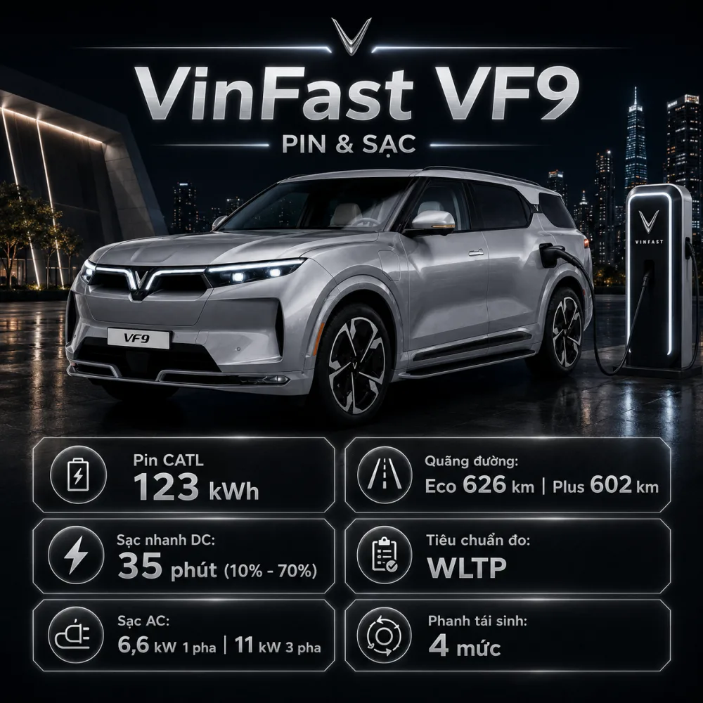Cách điều khiển mượt VinFast VF 9 màu xám