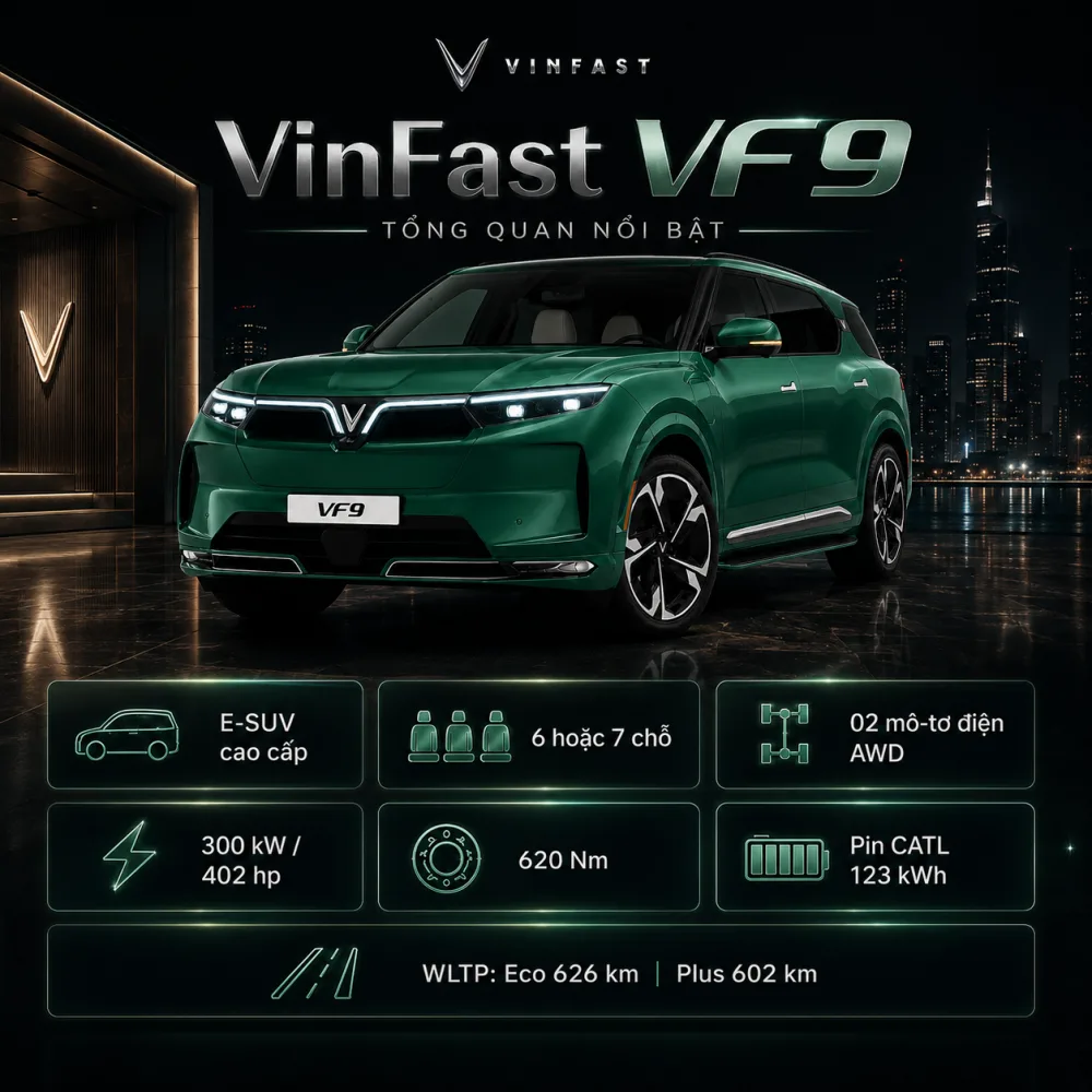 VinFast VF 9 màu xanh lá với cá tính riêng