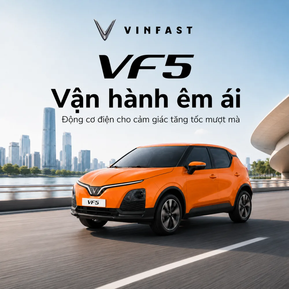 VF 5 Plus màu cam vận hành với tải gia đình