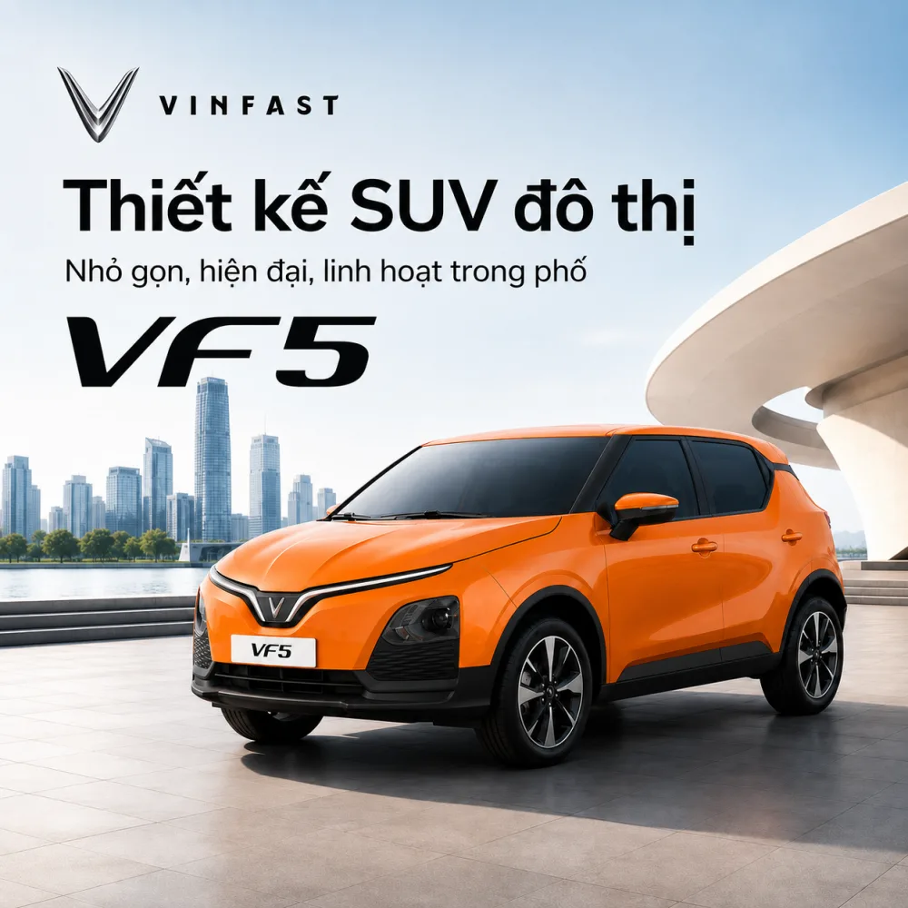 Không gian năm chỗ của VinFast VF 5 Plus màu cam