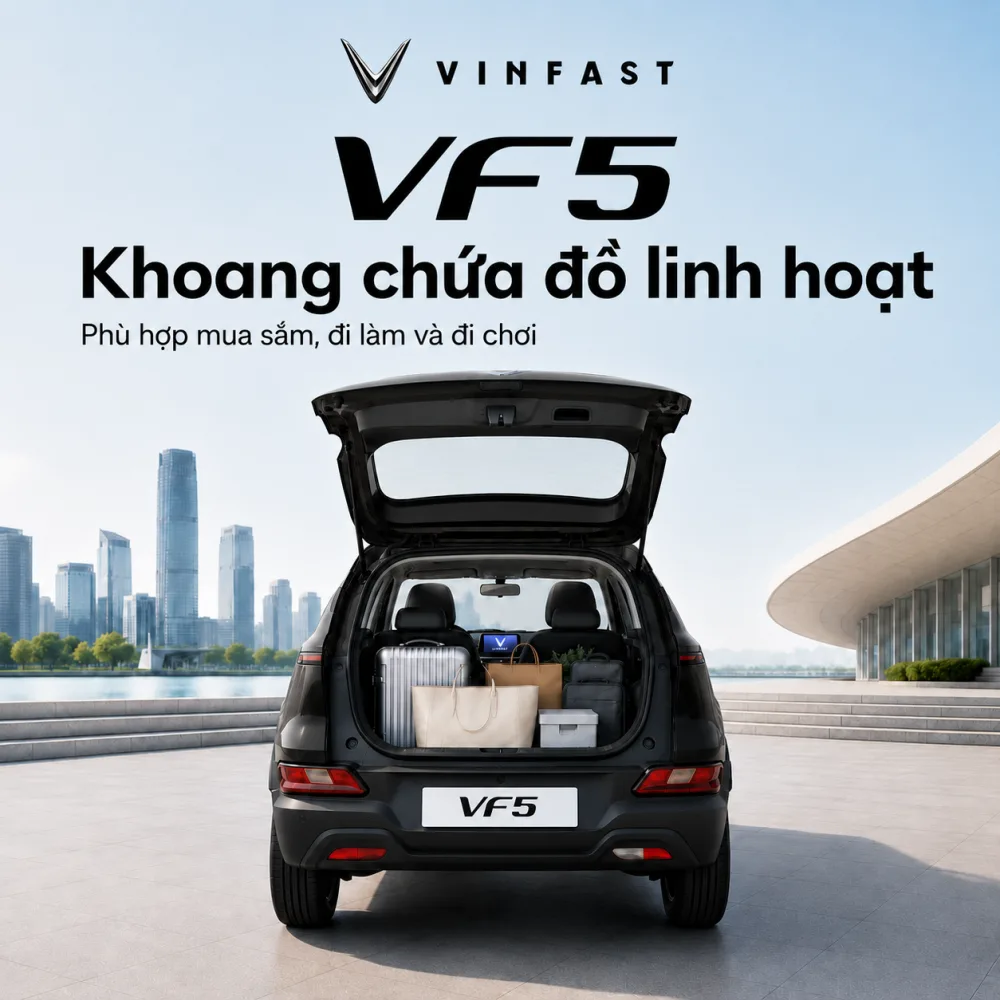VF 5 Plus màu đen vận hành cùng gia đình