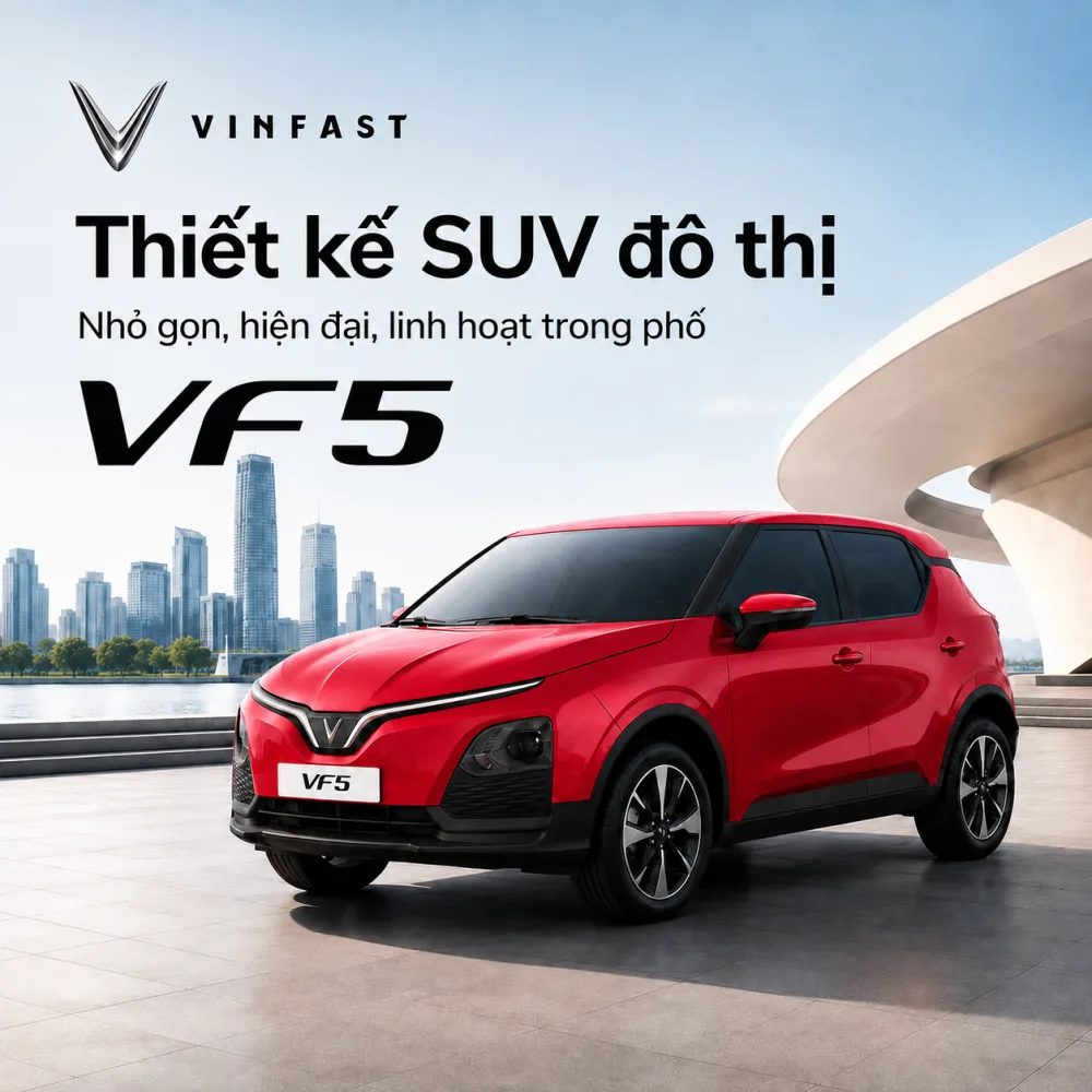 Kích thước A-SUV của VinFast VF 5 Plus màu đỏ