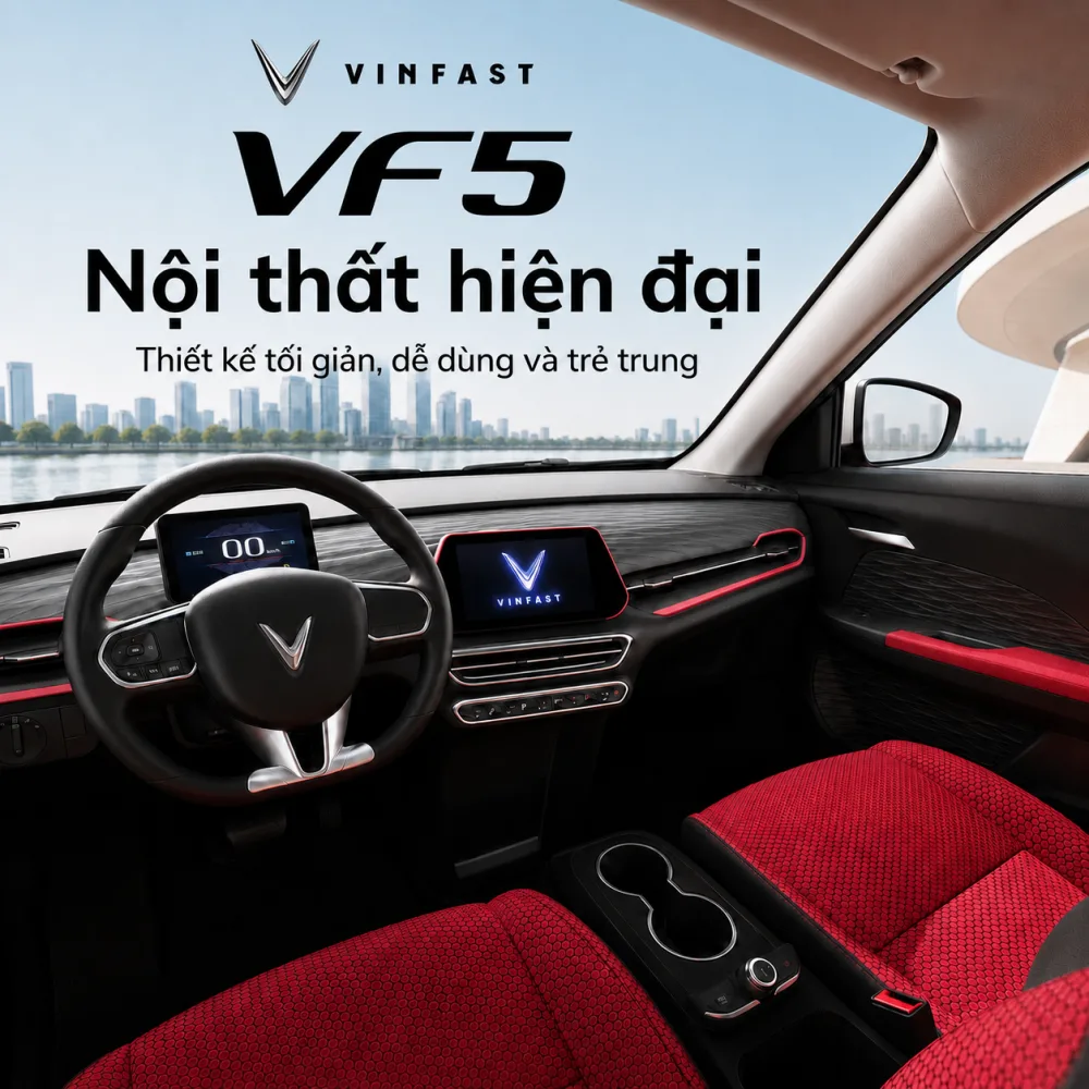 Không gian năm chỗ của VF 5 Plus màu đỏ