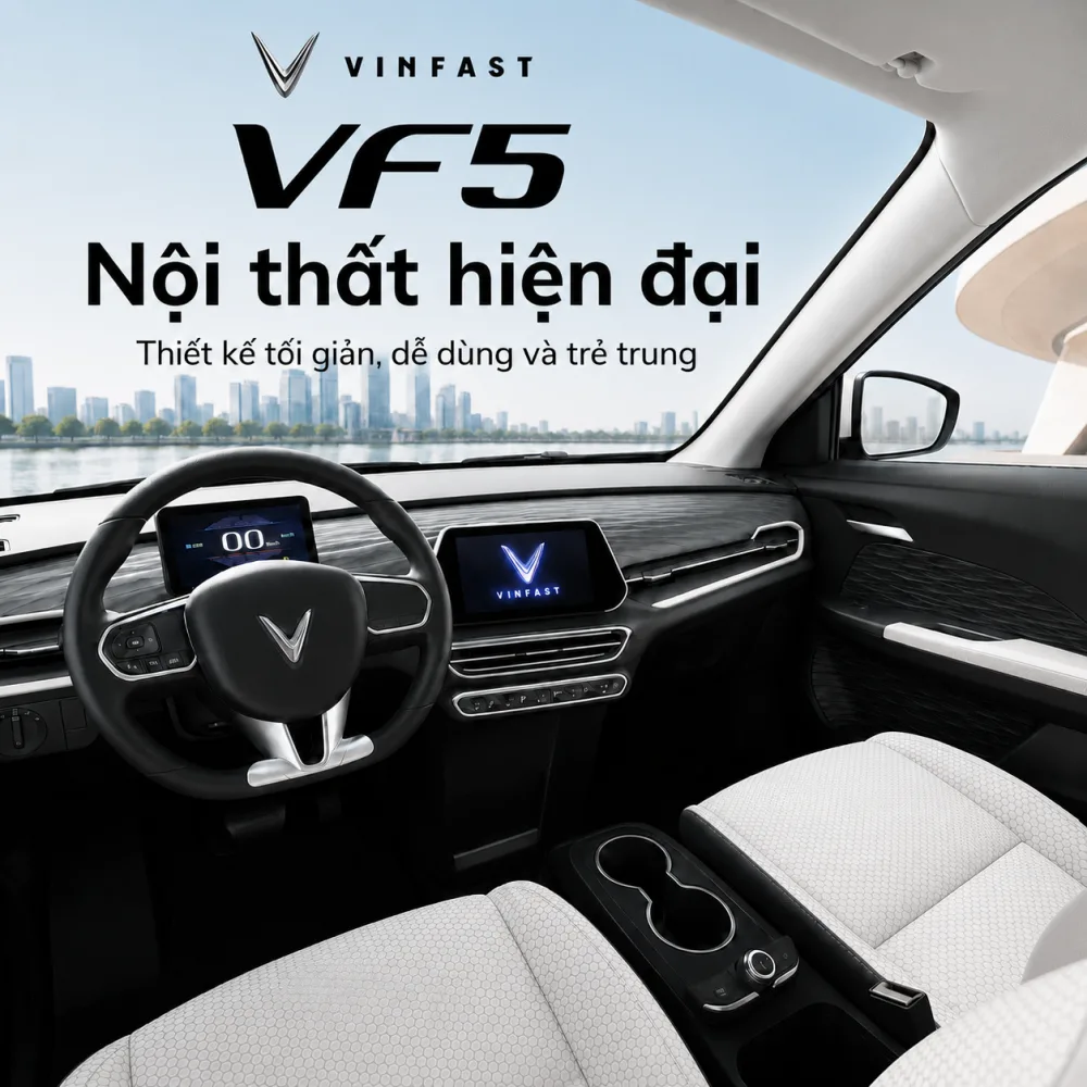 Không gian năm chỗ của VF 5 Plus màu trắng