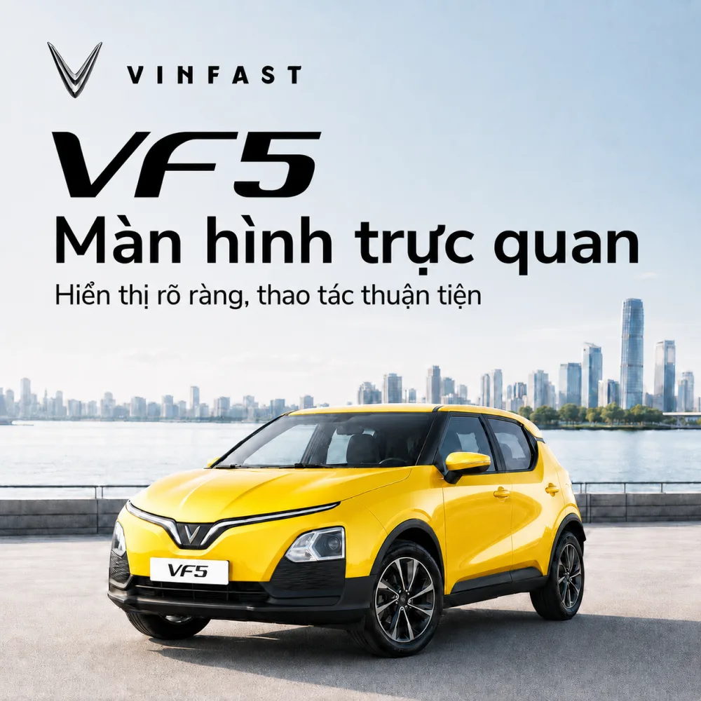 VinFast VF 5 Plus màu vàng với phong cách tươi trẻ