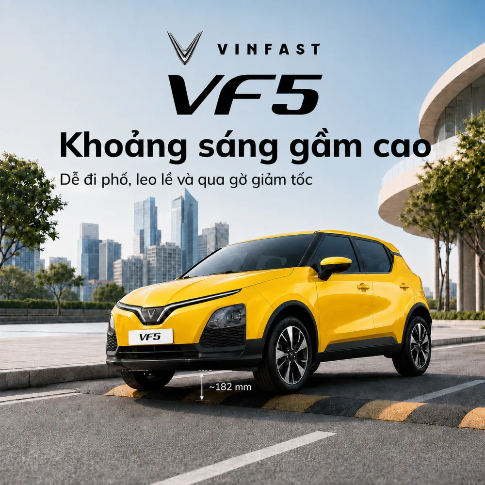 VF 5 Plus màu vàng dễ nhận diện tại bãi đỗ