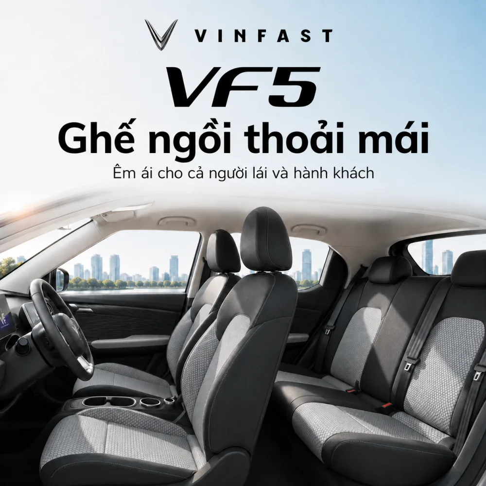 Không gian năm chỗ của VF 5 Plus màu xám