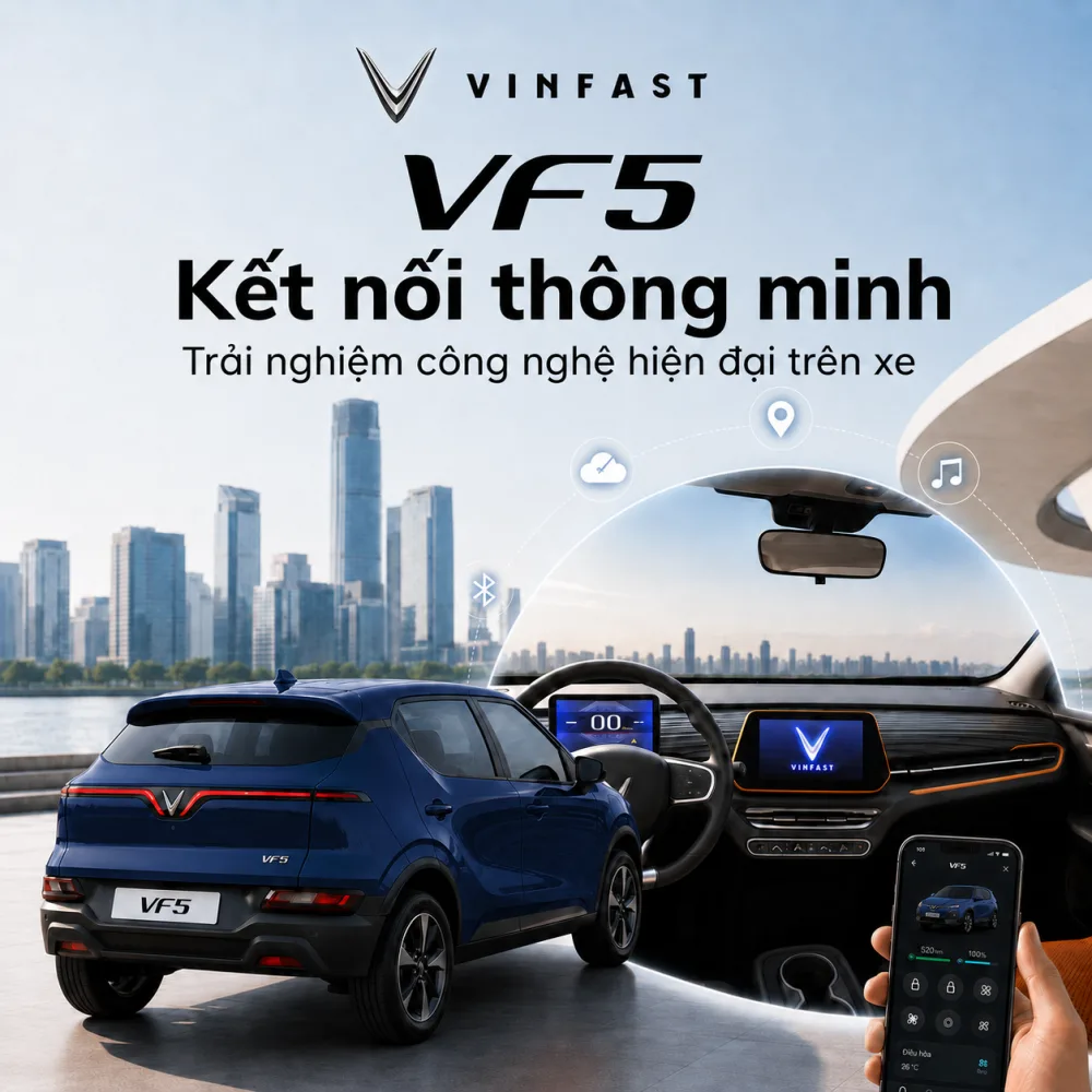 VF 5 Plus màu xanh trong điều kiện đô thị