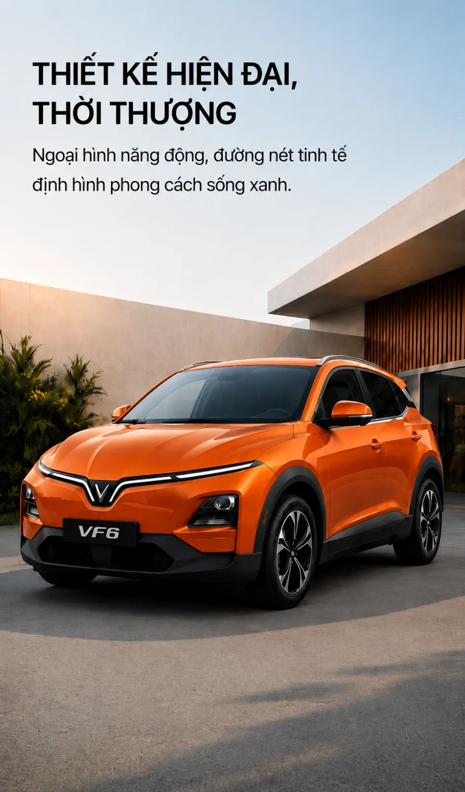 Không gian năm chỗ của VinFast VF 6 màu cam