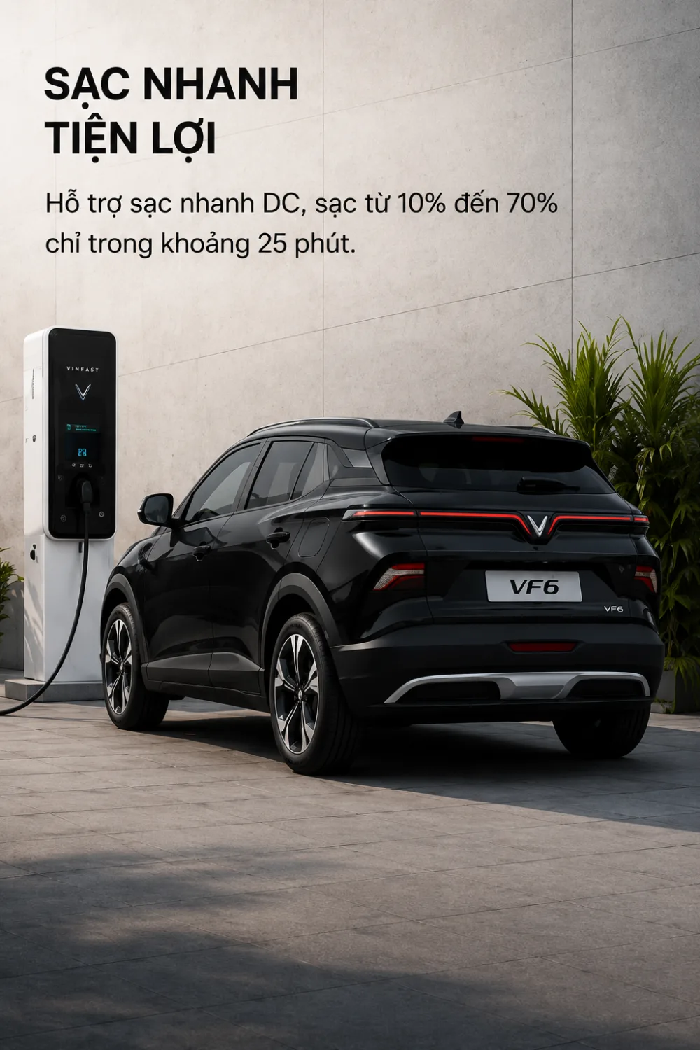 Không gian năm chỗ của VinFast VF 6 màu đen