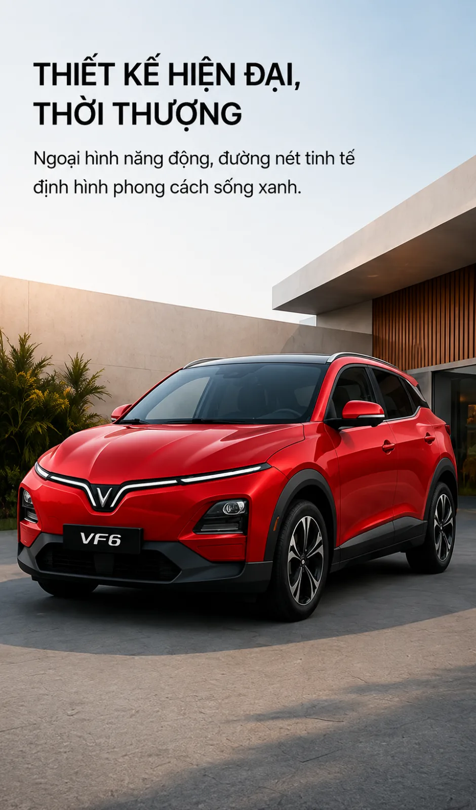 VinFast VF 6 màu đỏ với thiết kế giàu cảm xúc