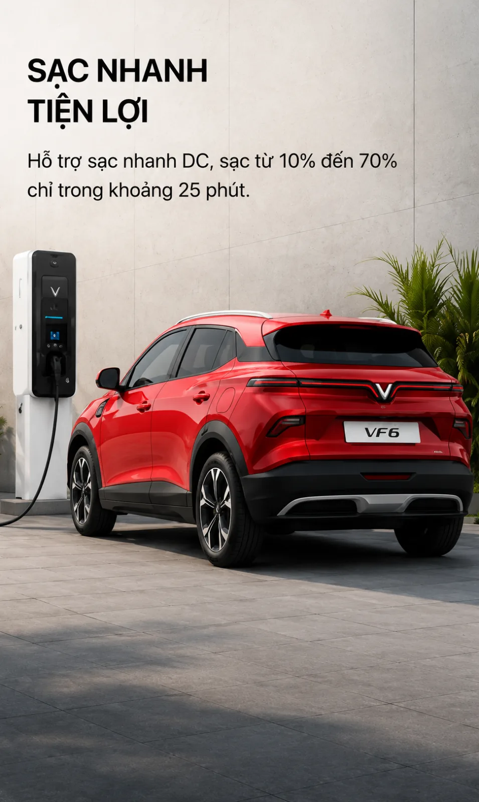 Phạm vi và lịch sạc của VinFast VF 6 màu đỏ
