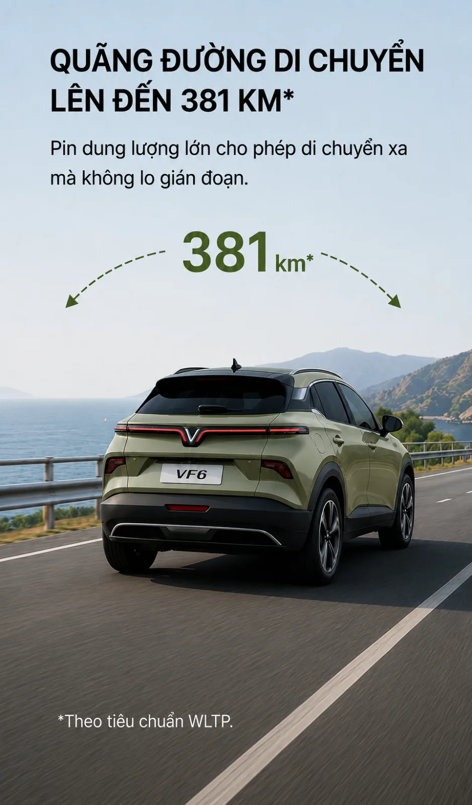 VF 6 màu xanh rêu trong không gian đô thị
