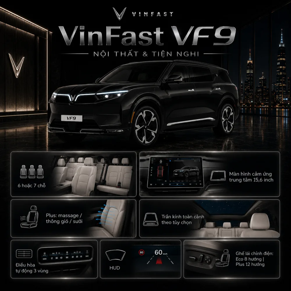 Bề mặt sơn đen và các đường nét trên VinFast VF 9