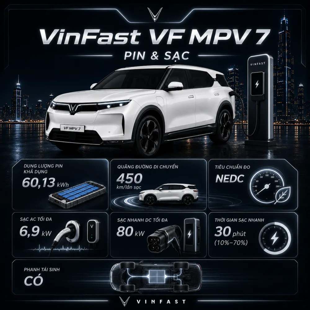 Kích thước VF MPV 7 tại chỗ đỗ gia đình