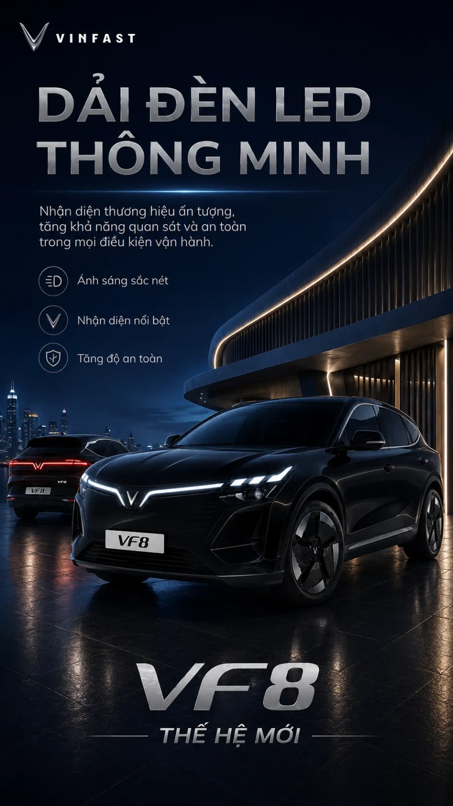 VF 8 thế hệ mới màu đen trong tầng hầm