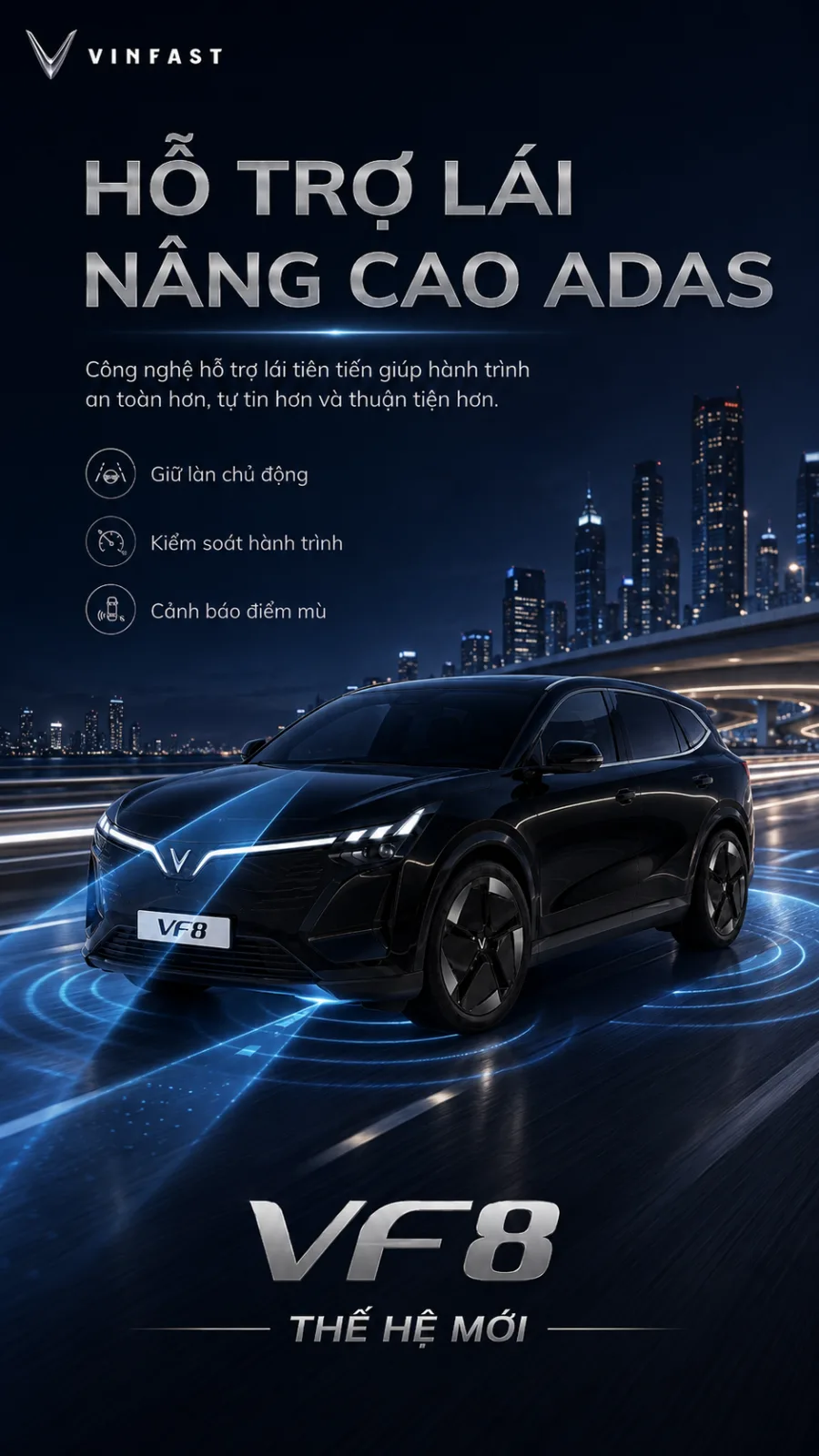 Hệ thống ADAS trên VF 8 thế hệ mới màu đen
