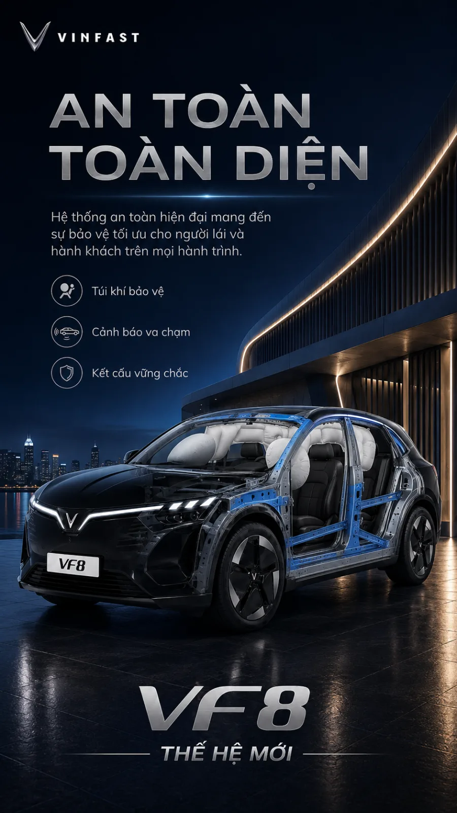 Vận hành 170 kW của VF 8 thế hệ mới màu đen