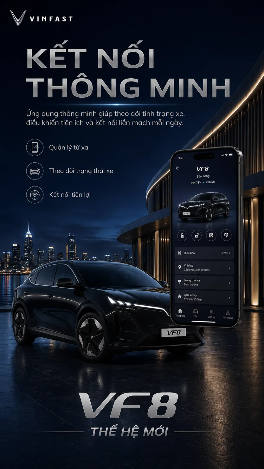 Pin và sạc của VF 8 thế hệ mới màu đen